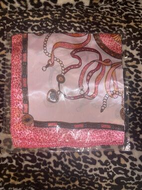 Silk-Feel Pink Patterned Women's Scarf